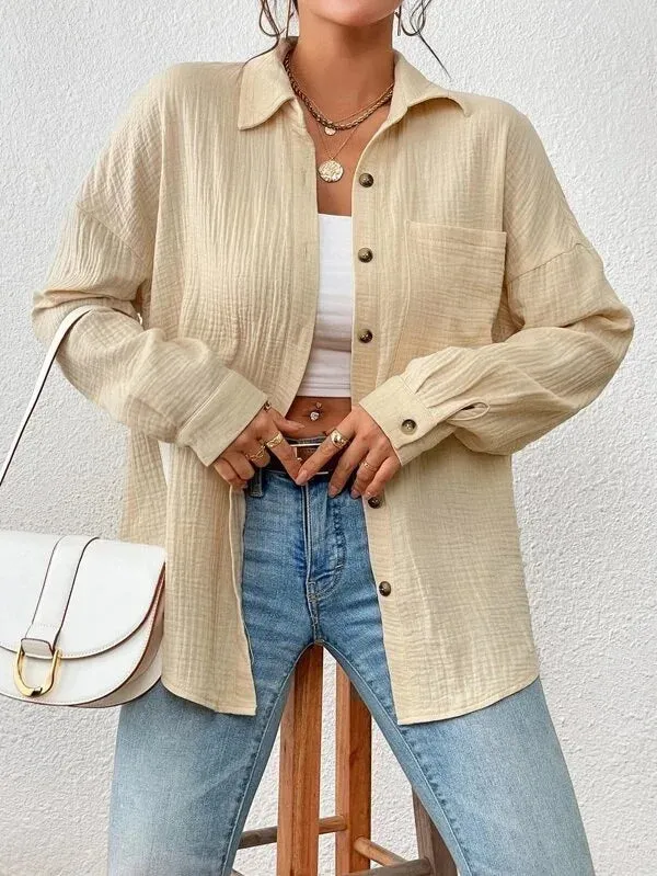 Ivyshape | Chic Oversized Casual Shirt for Women