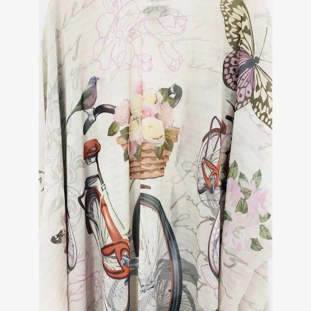 JC070934 Vintage Bicycle & Bird Kimono