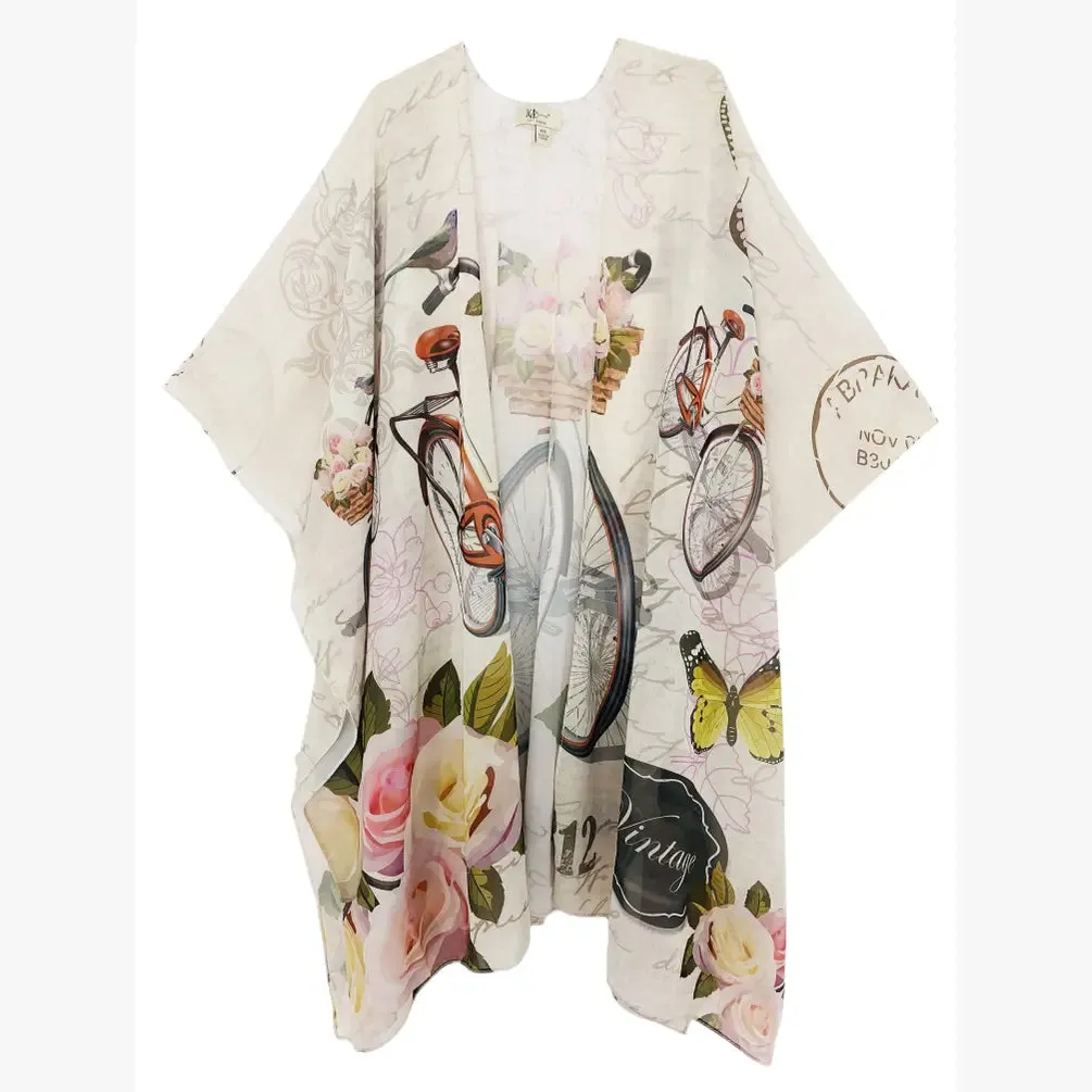 JC070934 Vintage Bicycle & Bird Kimono