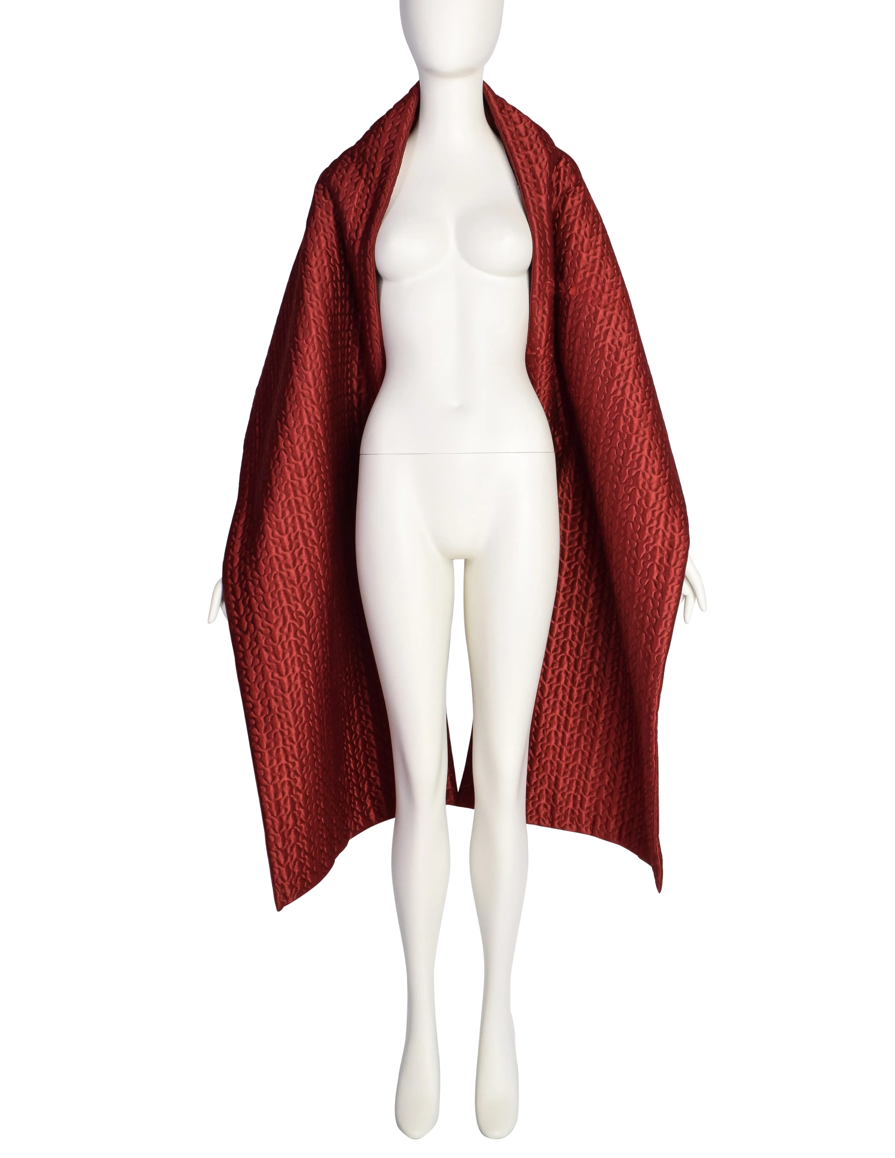 Jean Paul Gaultier Vintage AW 1985 Burgundy Quilted Satin Harness Scarf Shawl