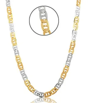 Jewels Galaxy Broad Divine Look 18 Kt Gold & White Italian Chain For Men