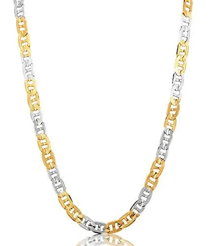 Jewels Galaxy Broad Divine Look 18 Kt Gold & White Italian Chain For Men