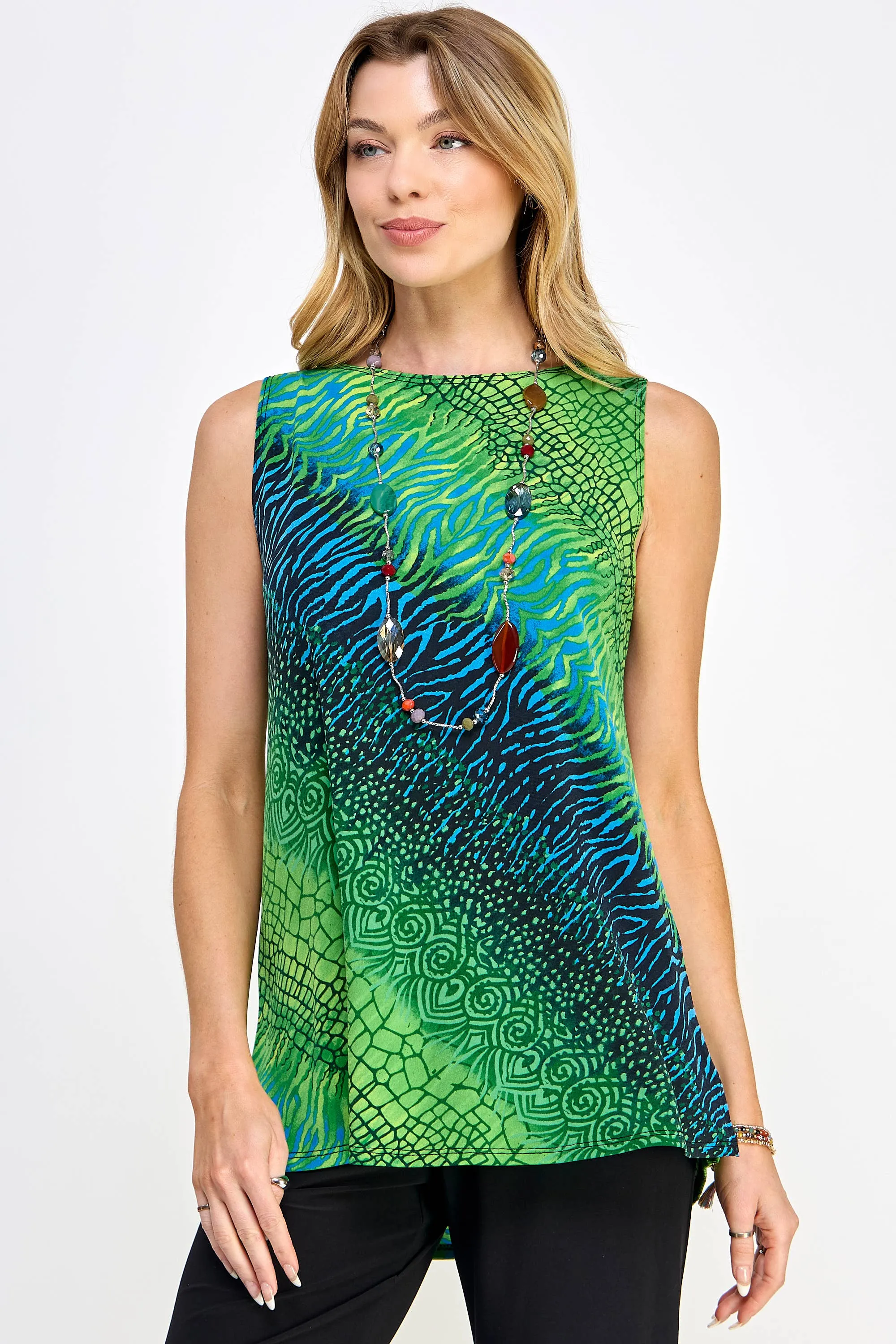 Jostar Print Boat Neckline Top. Fall Clearance!