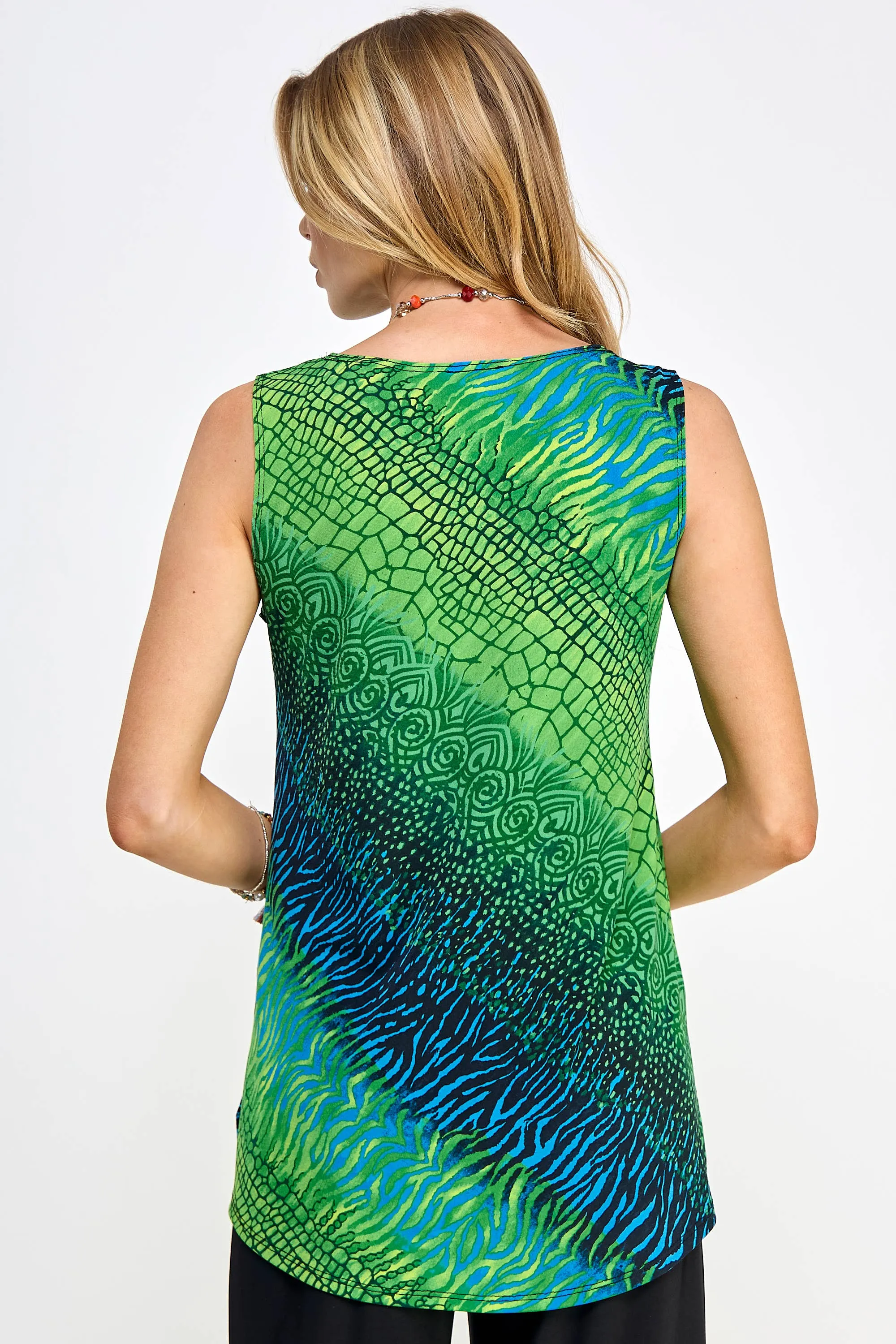 Jostar Print Boat Neckline Top. Fall Clearance!