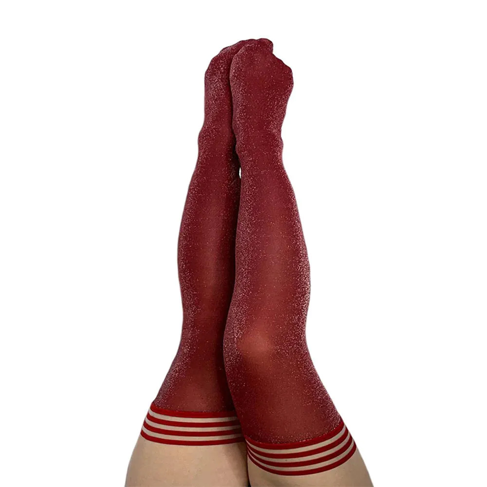 Kixies - Cranberry Shimmer Thigh Highs