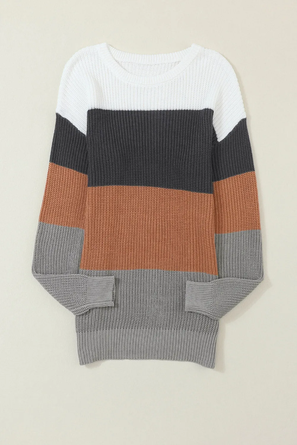 Knitted O-neck Pullover Sweater