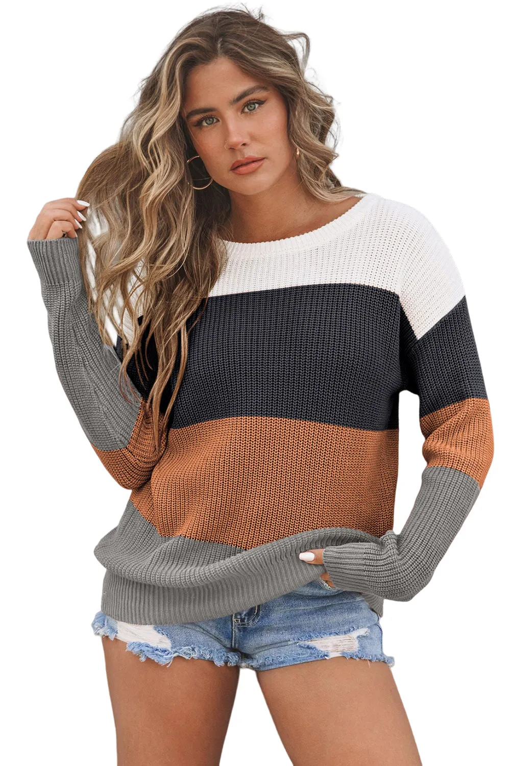 Knitted O-neck Pullover Sweater