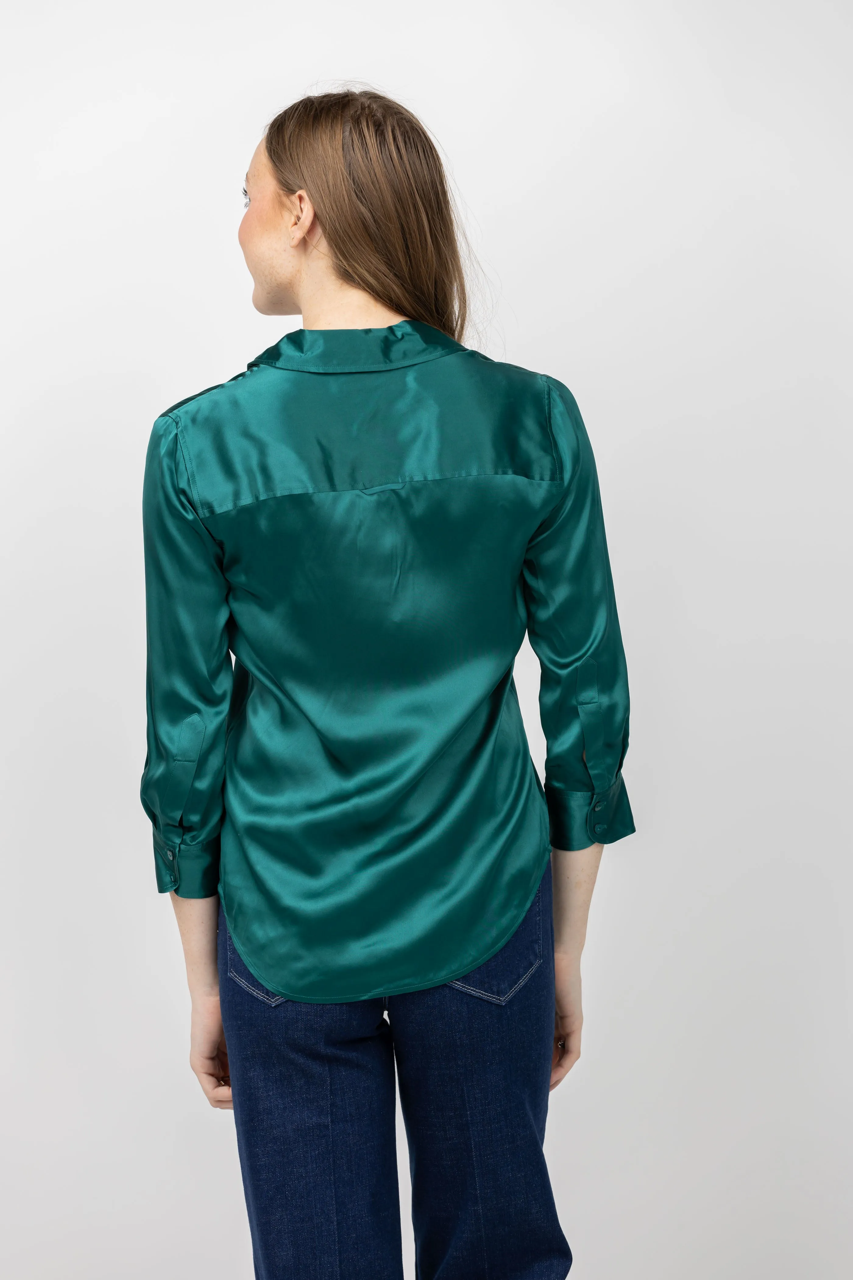 L'AGENCE Dani 3/4 Sleeve Blouse in Ocean Teal