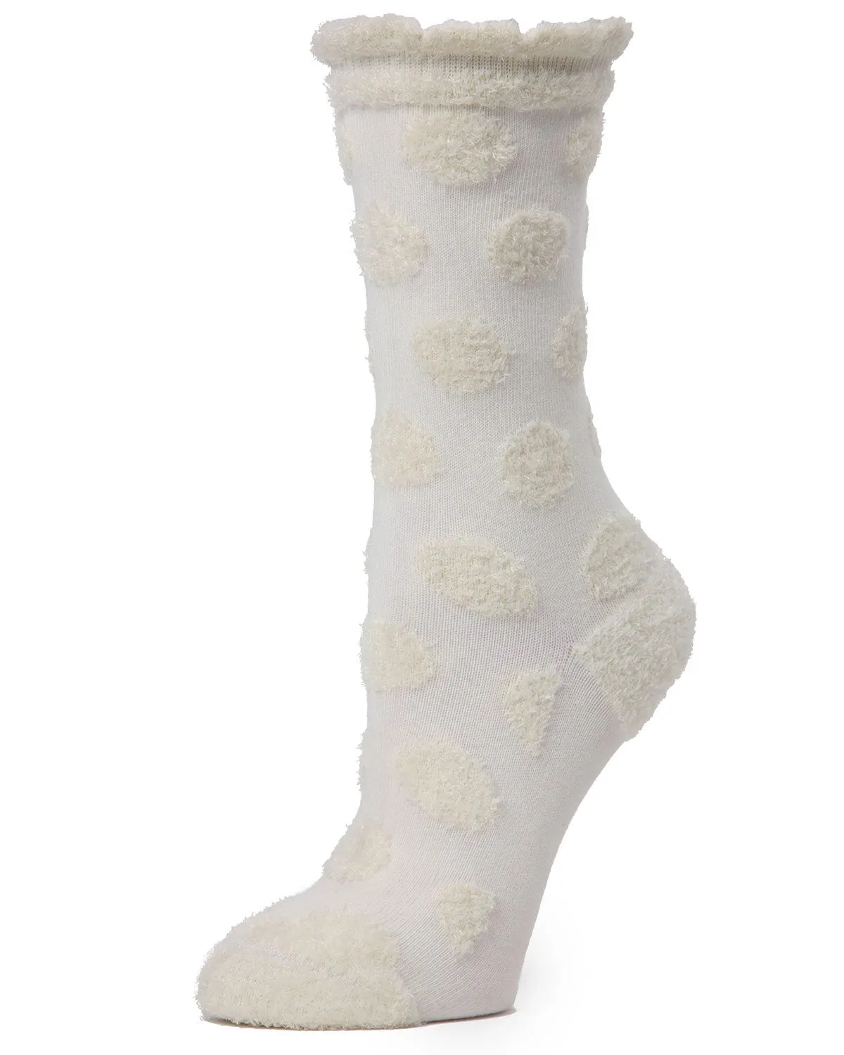 Laghetto Fuzzy Polka Dot Cotton Blend Crew Socks