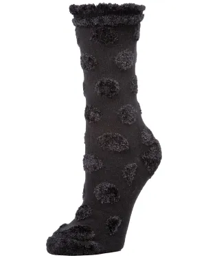 Laghetto Fuzzy Polka Dot Cotton Blend Crew Socks