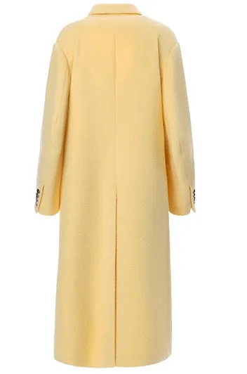 LEDI W CURVED WIDE SHOULDERS, LONG yellow COAT