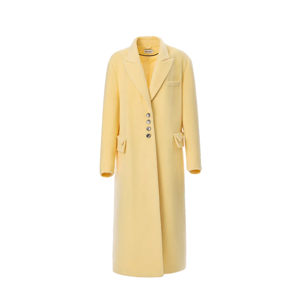 LEDI W CURVED WIDE SHOULDERS, LONG yellow COAT