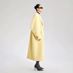 LEDI W CURVED WIDE SHOULDERS, LONG yellow COAT