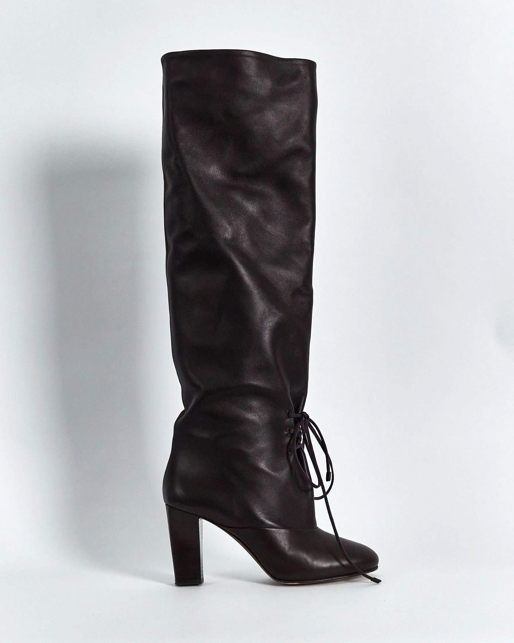 Lemaire fall '23 lace up knee high boots, chocolate, 40