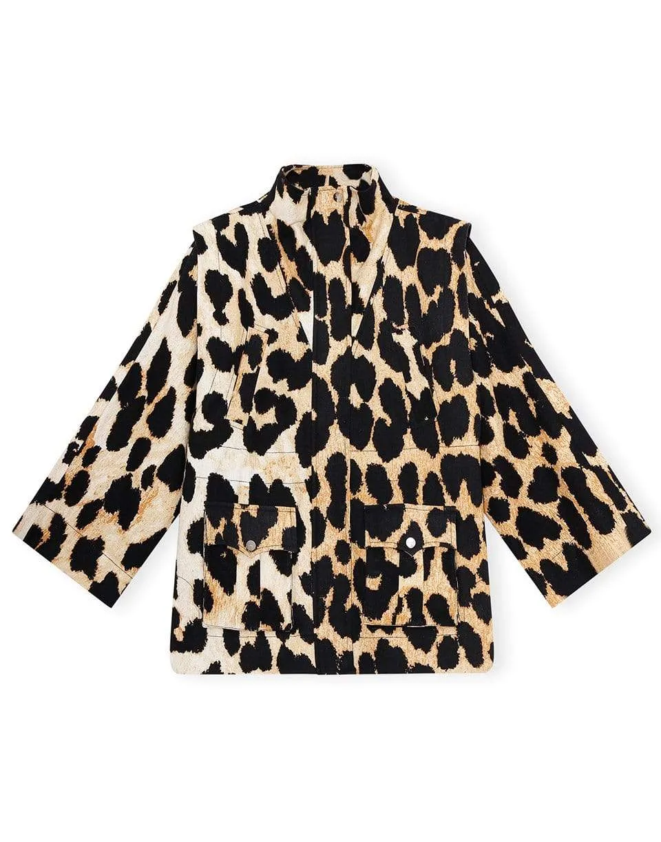 Leopard Linen Canvas Jacket