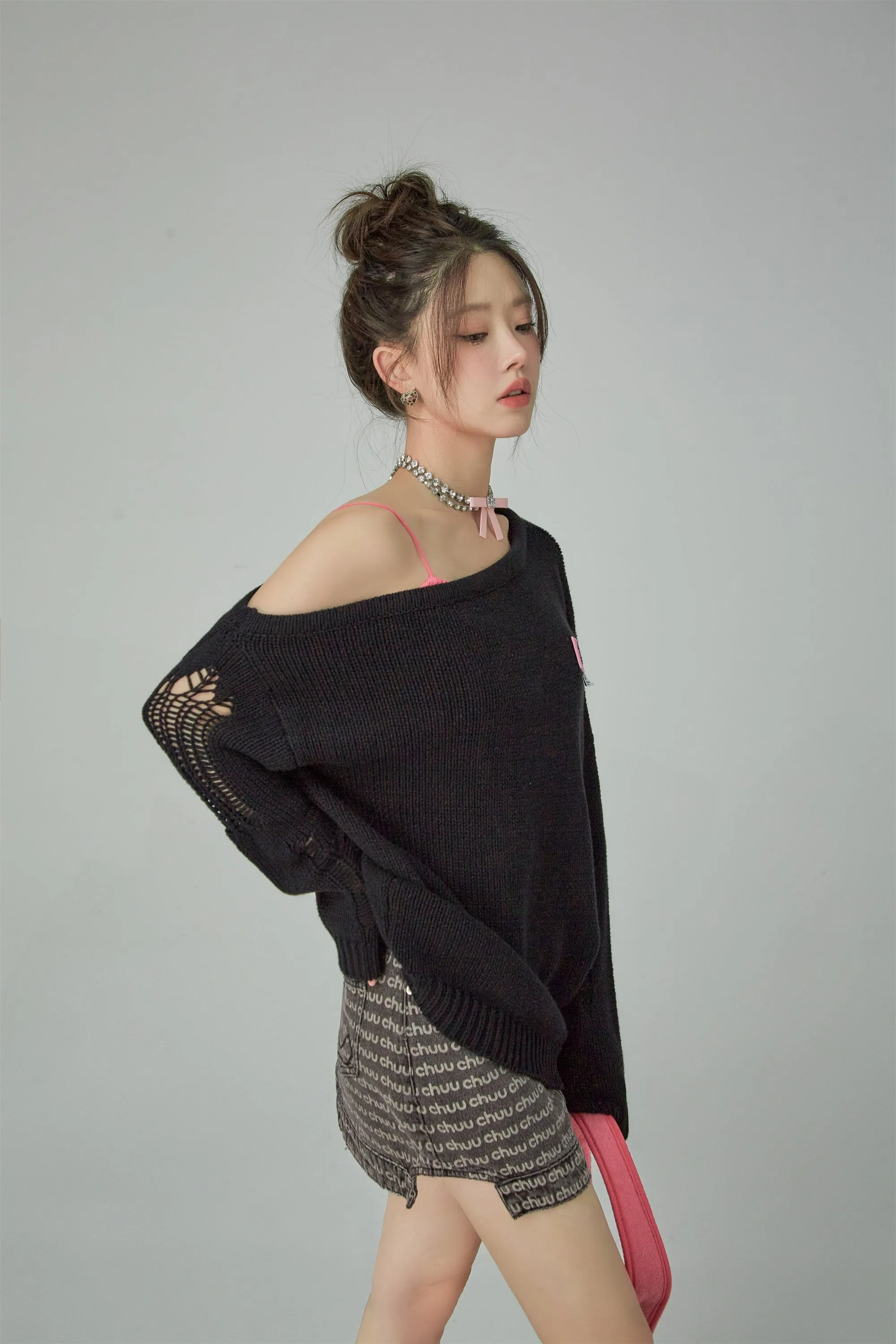 Let It Fall Off Shoulder Loose Knit Sweater