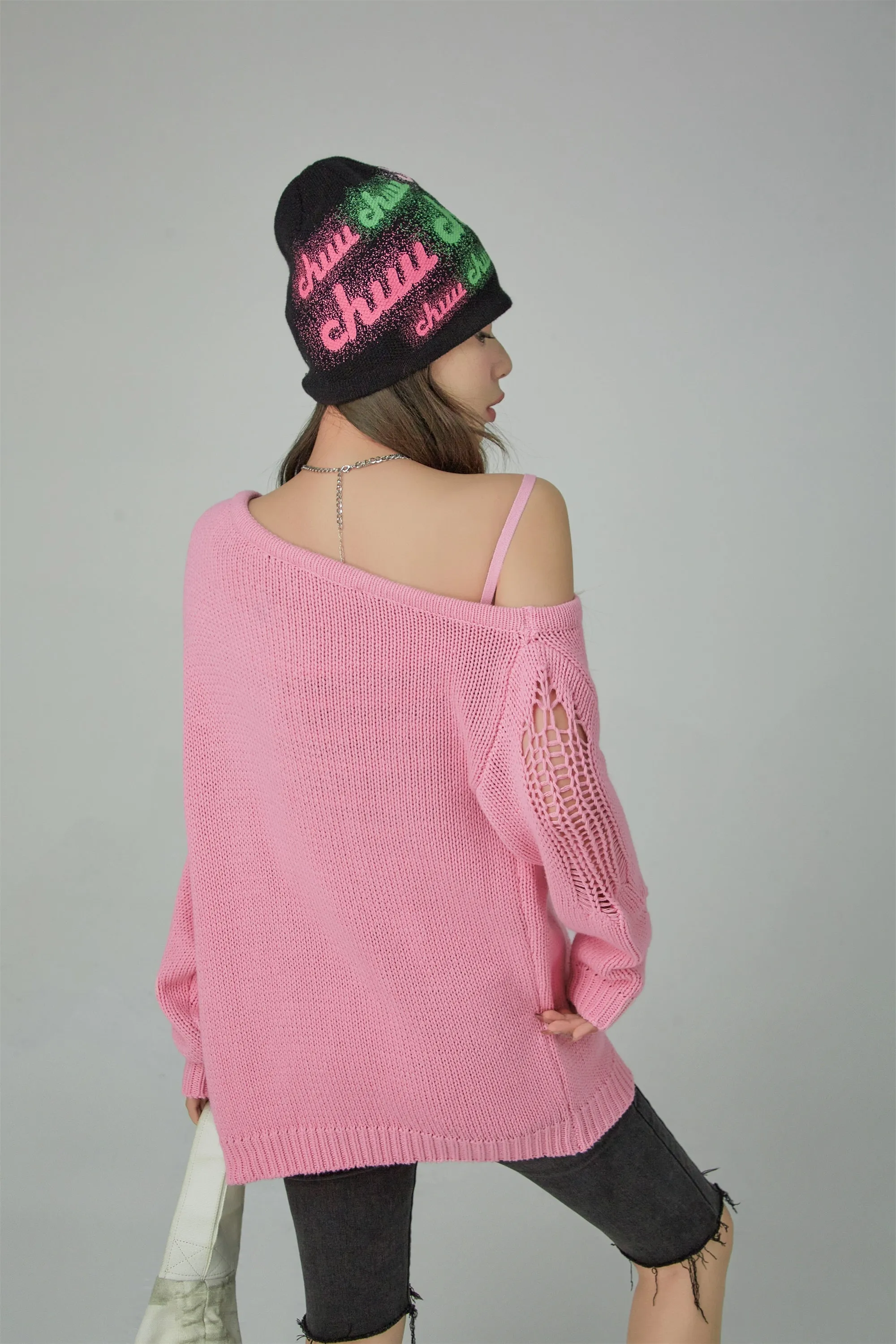 Let It Fall Off Shoulder Loose Knit Sweater