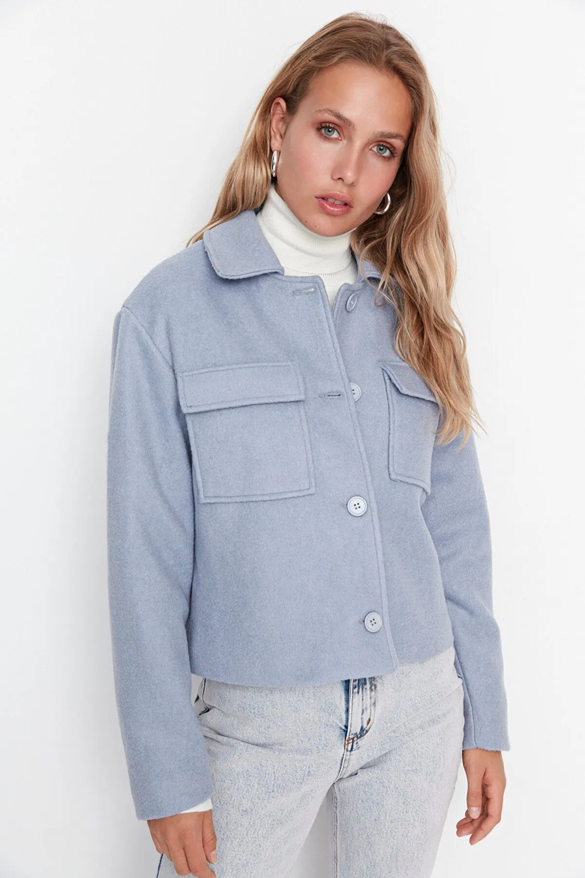 light blue jacket