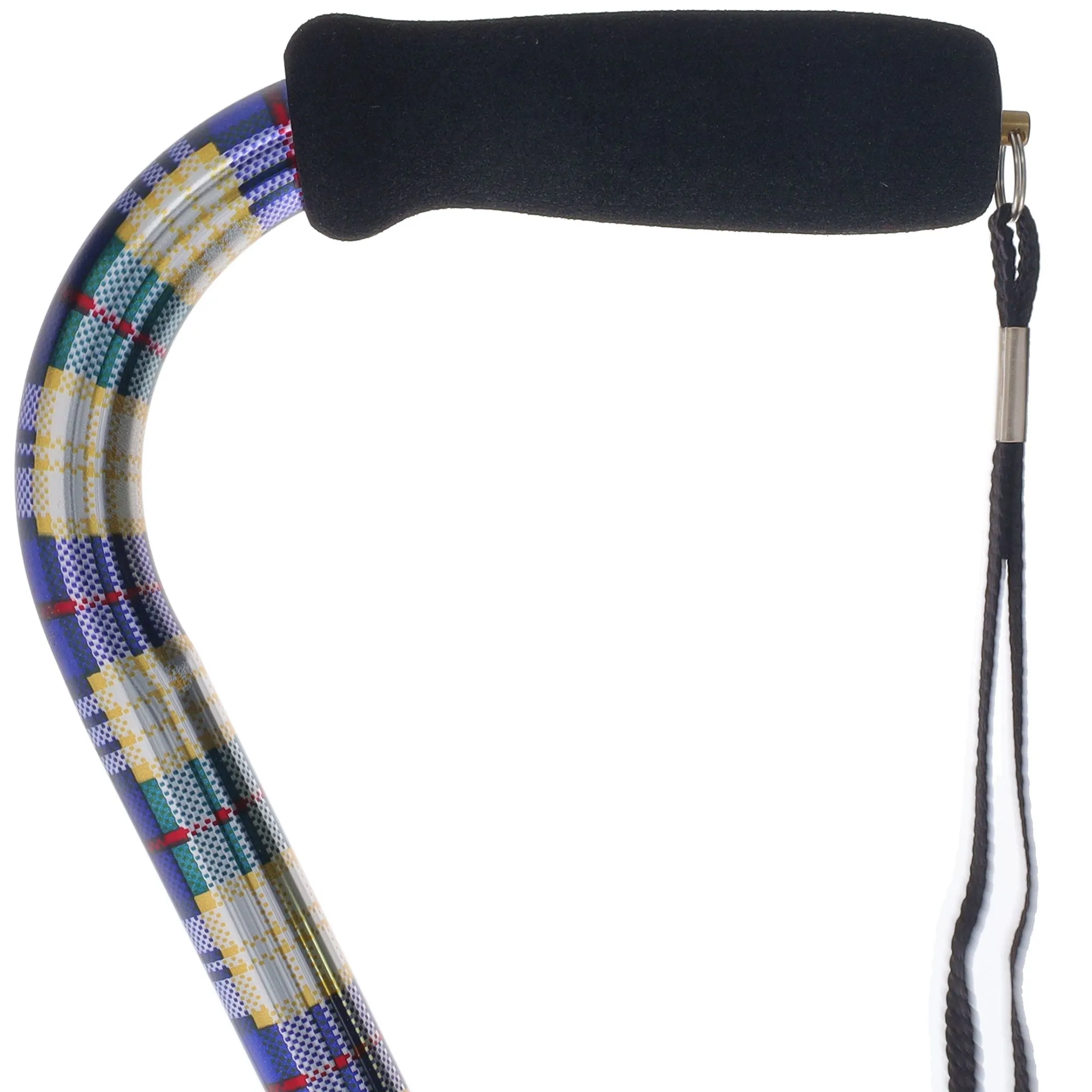 Limited single item listing: Blue Plaid Offset Walking Cane