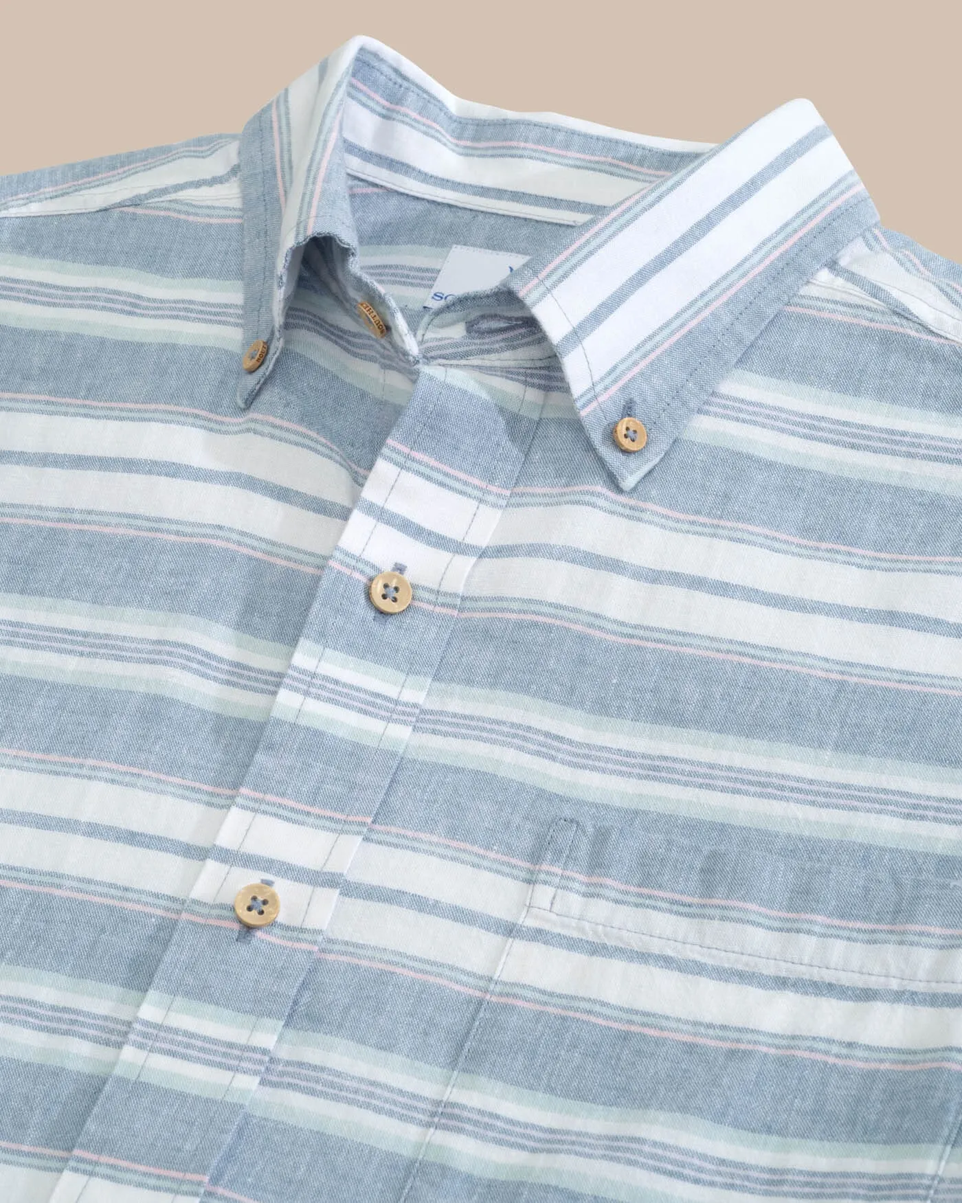 Linen Rayon Timmonsok Stripe Short Sleeve Sport Shirt