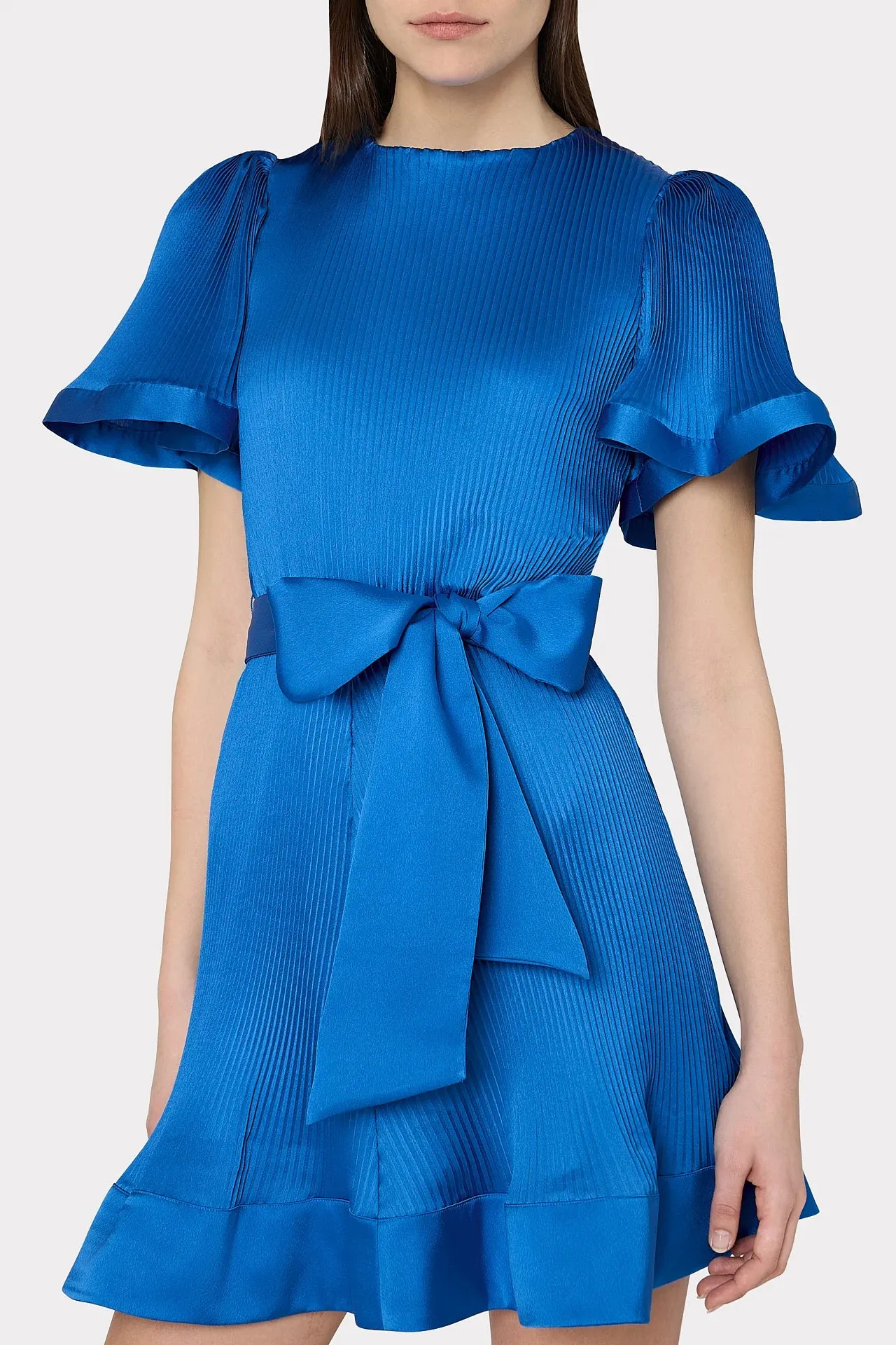 Lumi Satin Pleated Dress - Blue