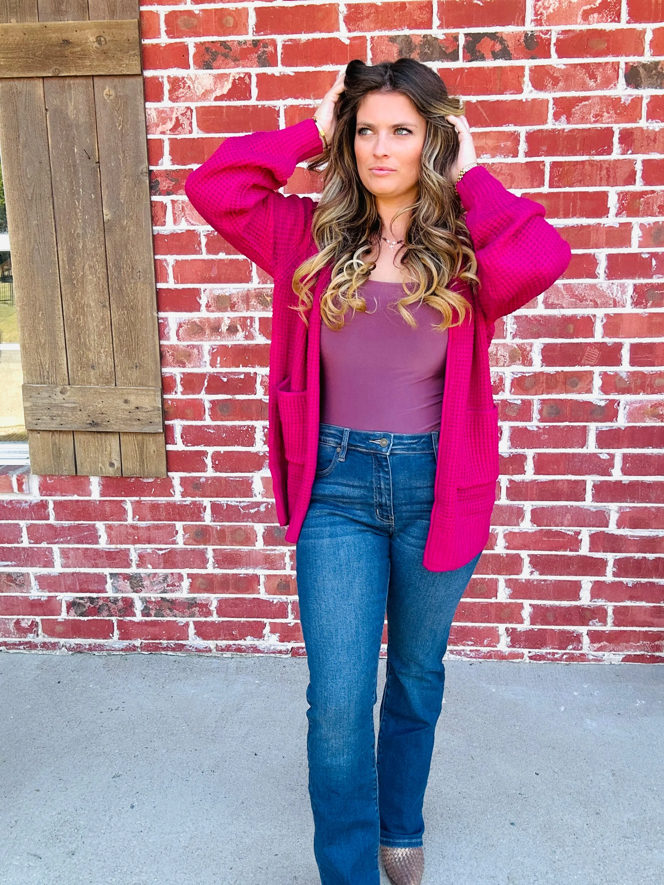 Magenta Knit Cardigan