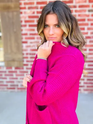 Magenta Knit Cardigan