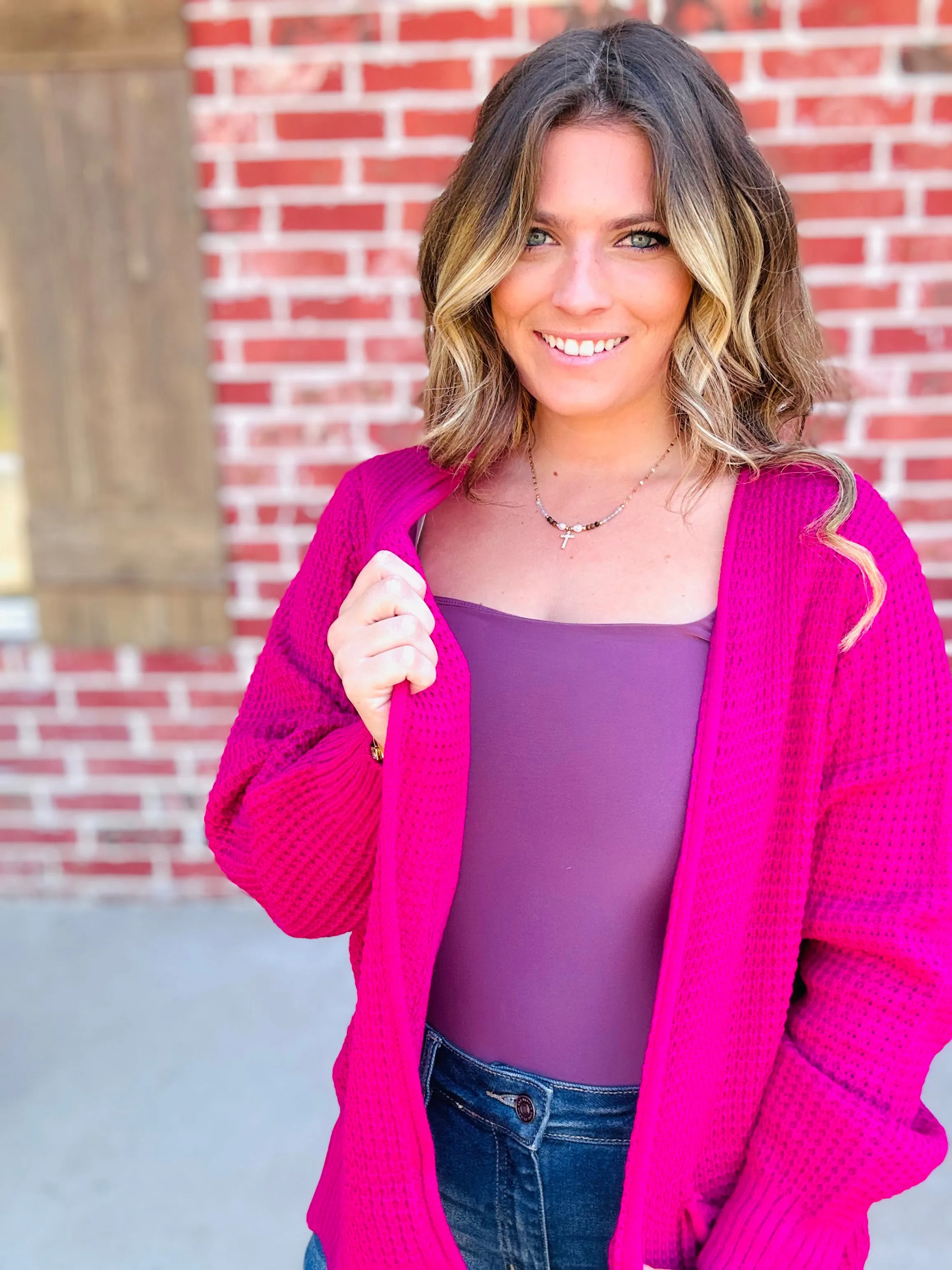 Magenta Knit Cardigan