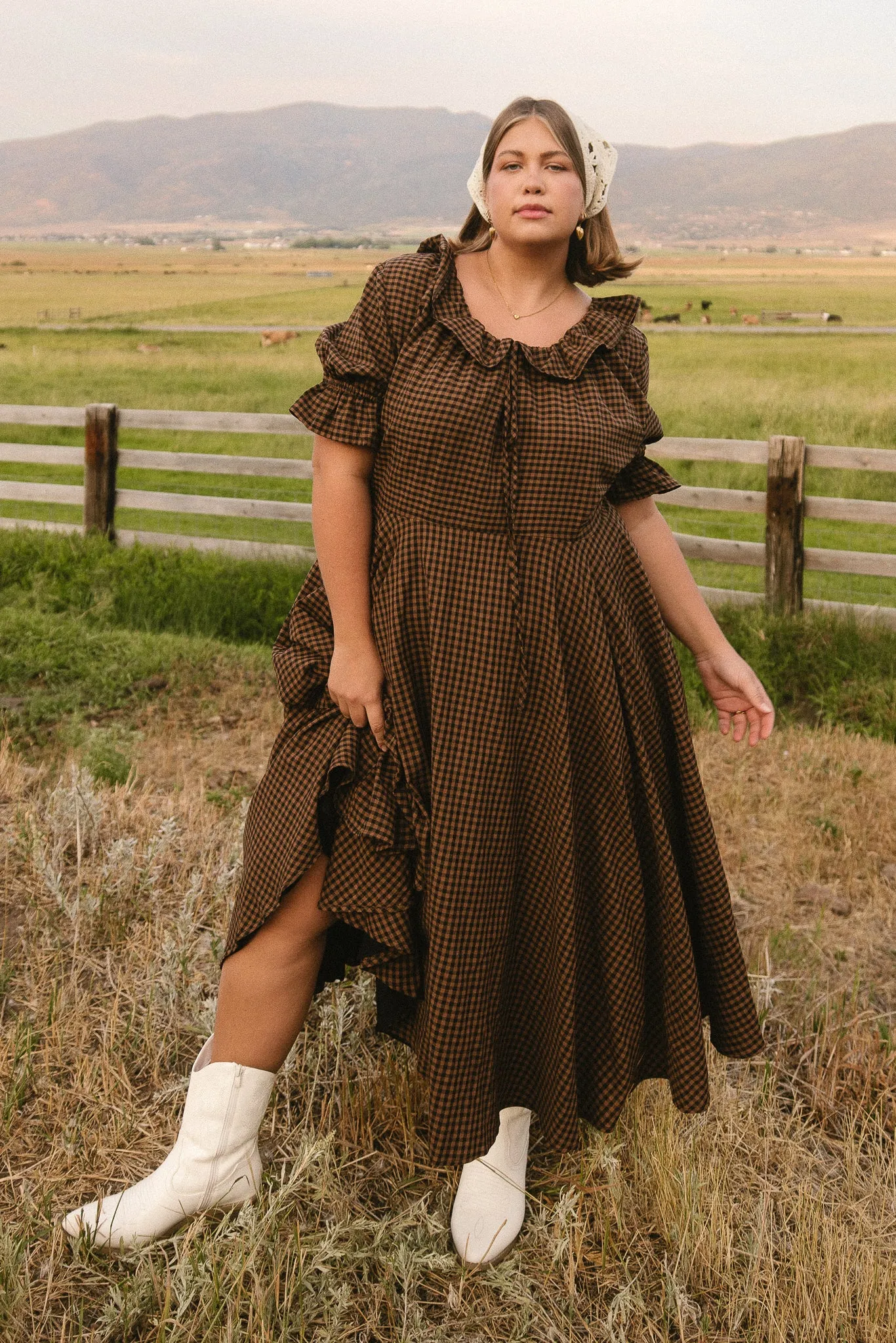 Maple Dress in Brown Gingham - FINAL SALE