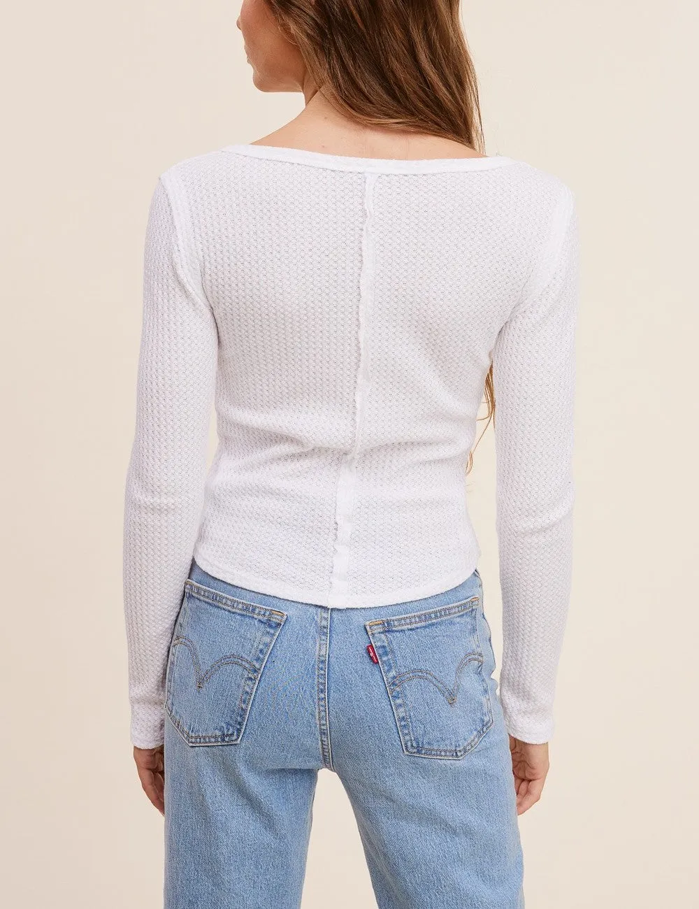 Maya Split Neck Waffle Top