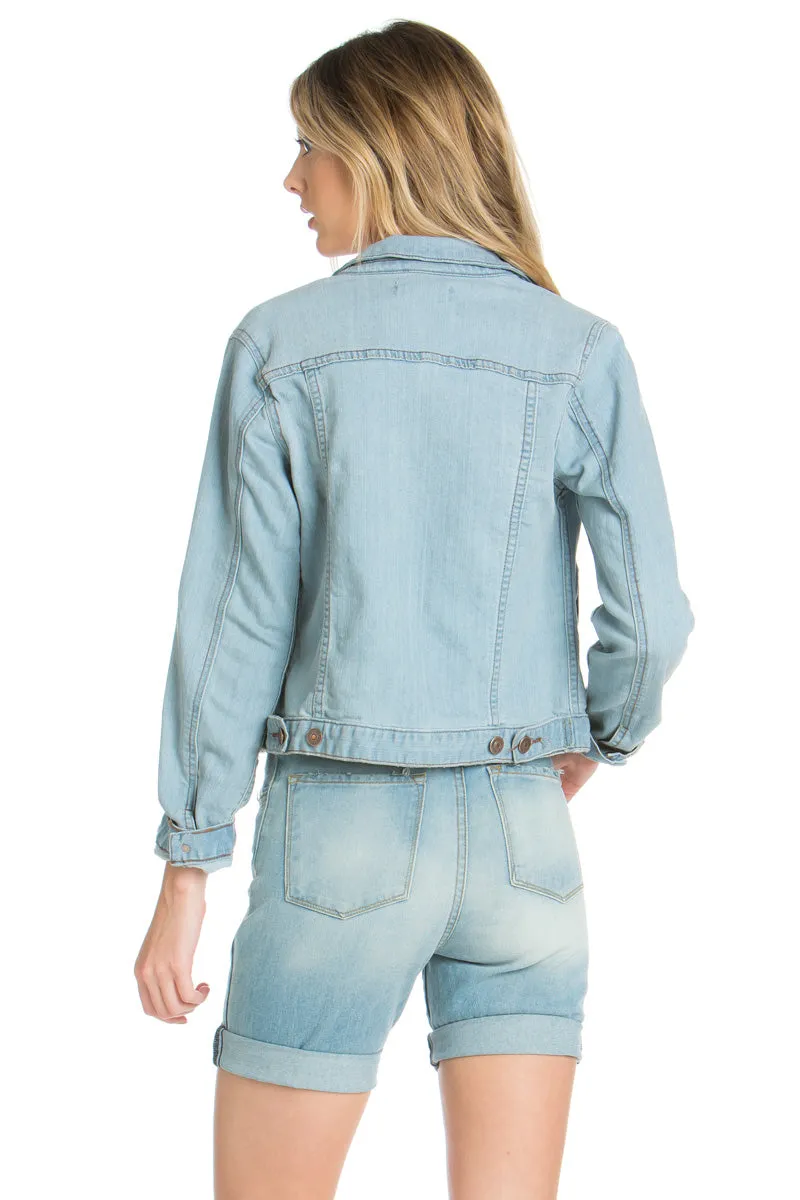 Melrose Cropped Denim Jacket Light Wash