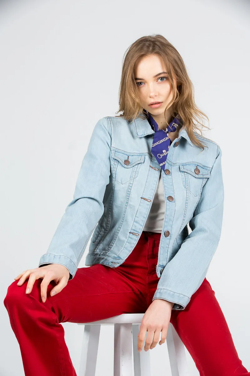 Melrose Cropped Denim Jacket Light Wash