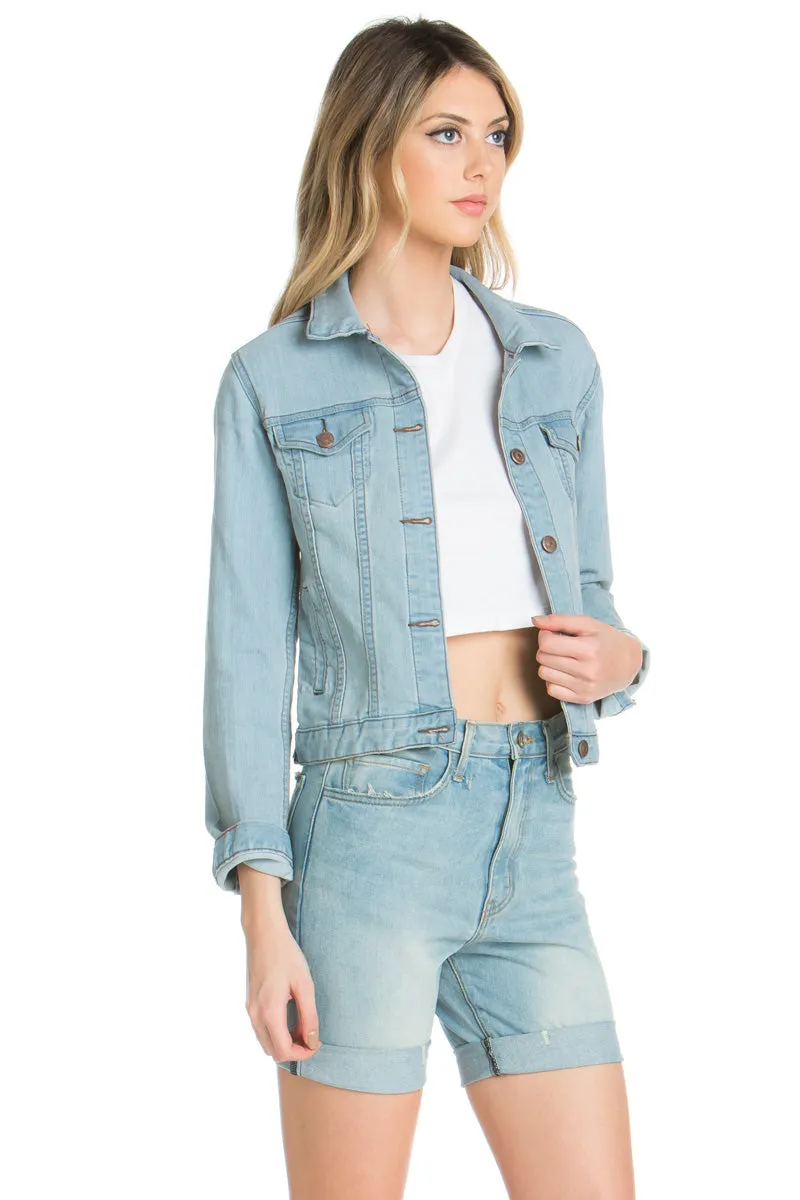 Melrose Cropped Denim Jacket Light Wash