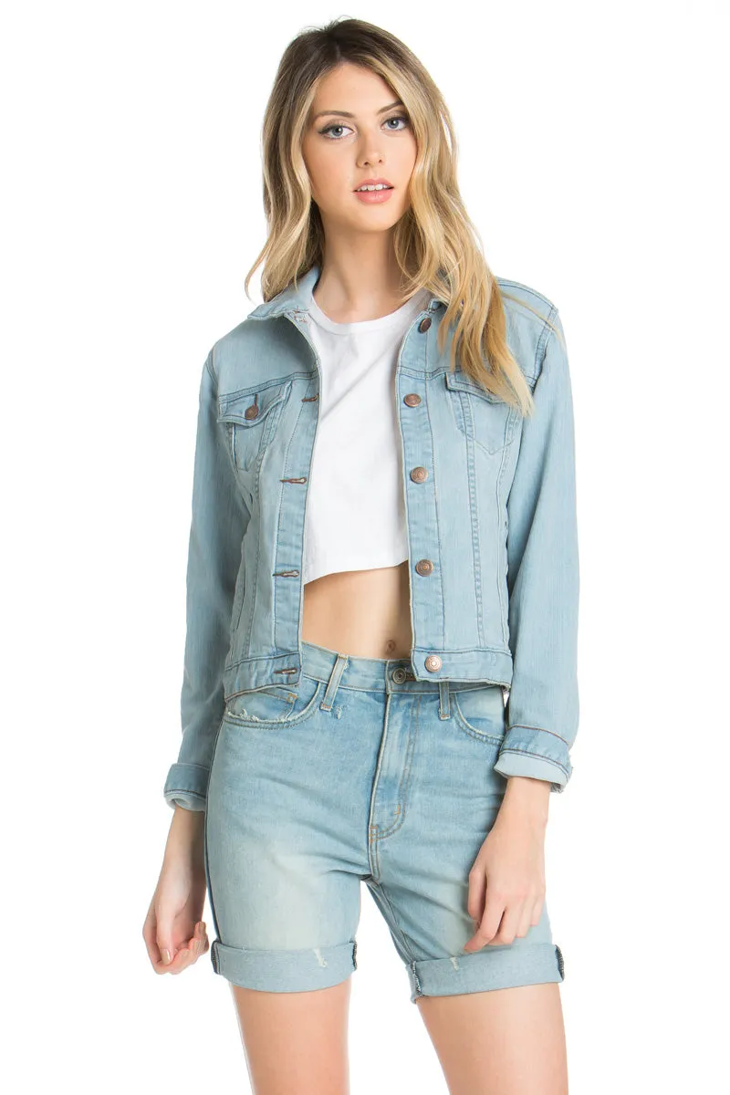 Melrose Cropped Denim Jacket Light Wash