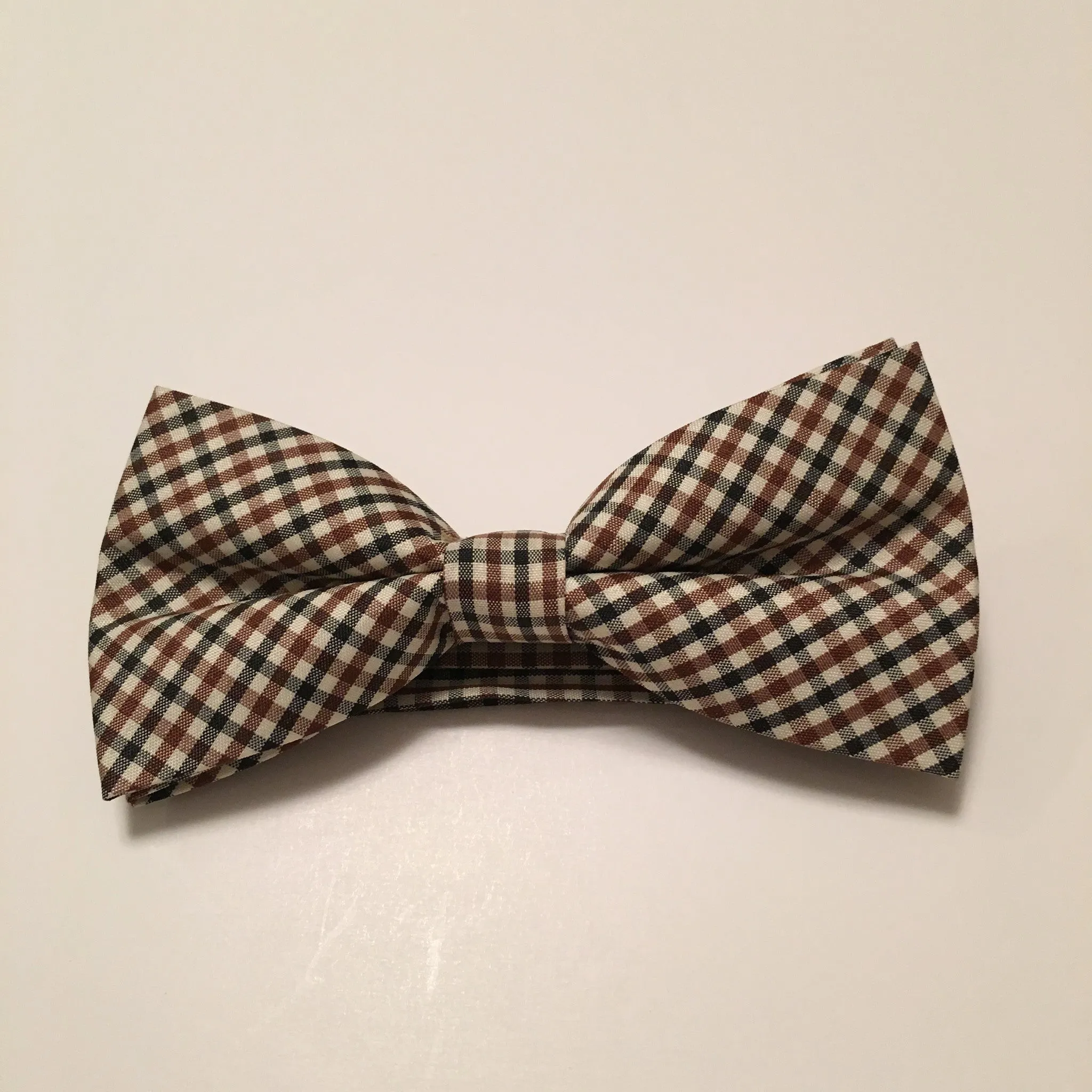 Men Bow Ties - Brown Mini Plaid