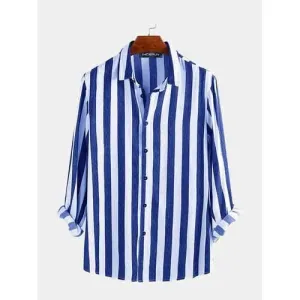 Men Vertical Stripe Realxed Shirt