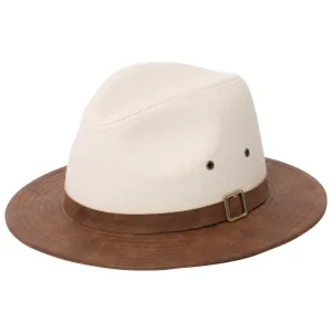 Men's Faux Felt Fedora with Matching Faux Leather Band