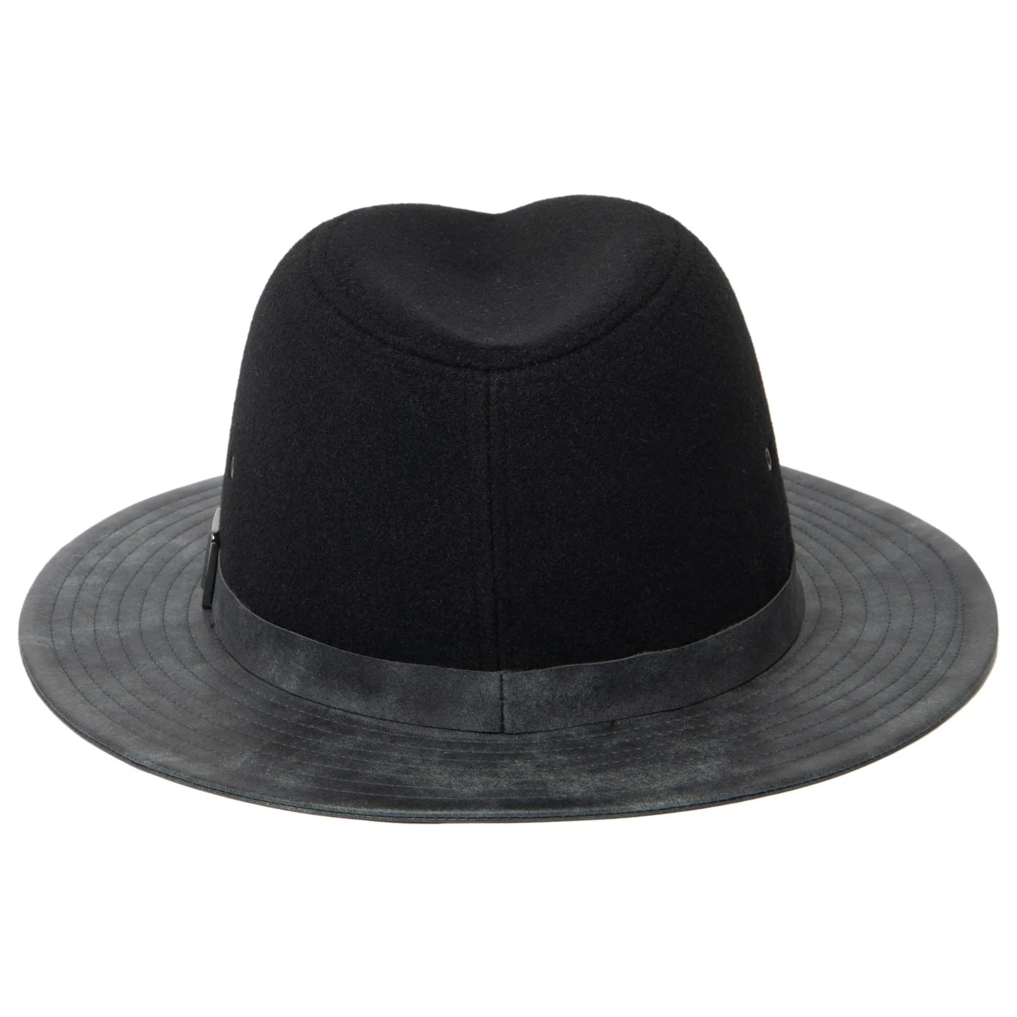 Men's Faux Felt Fedora with Matching Faux Leather Band