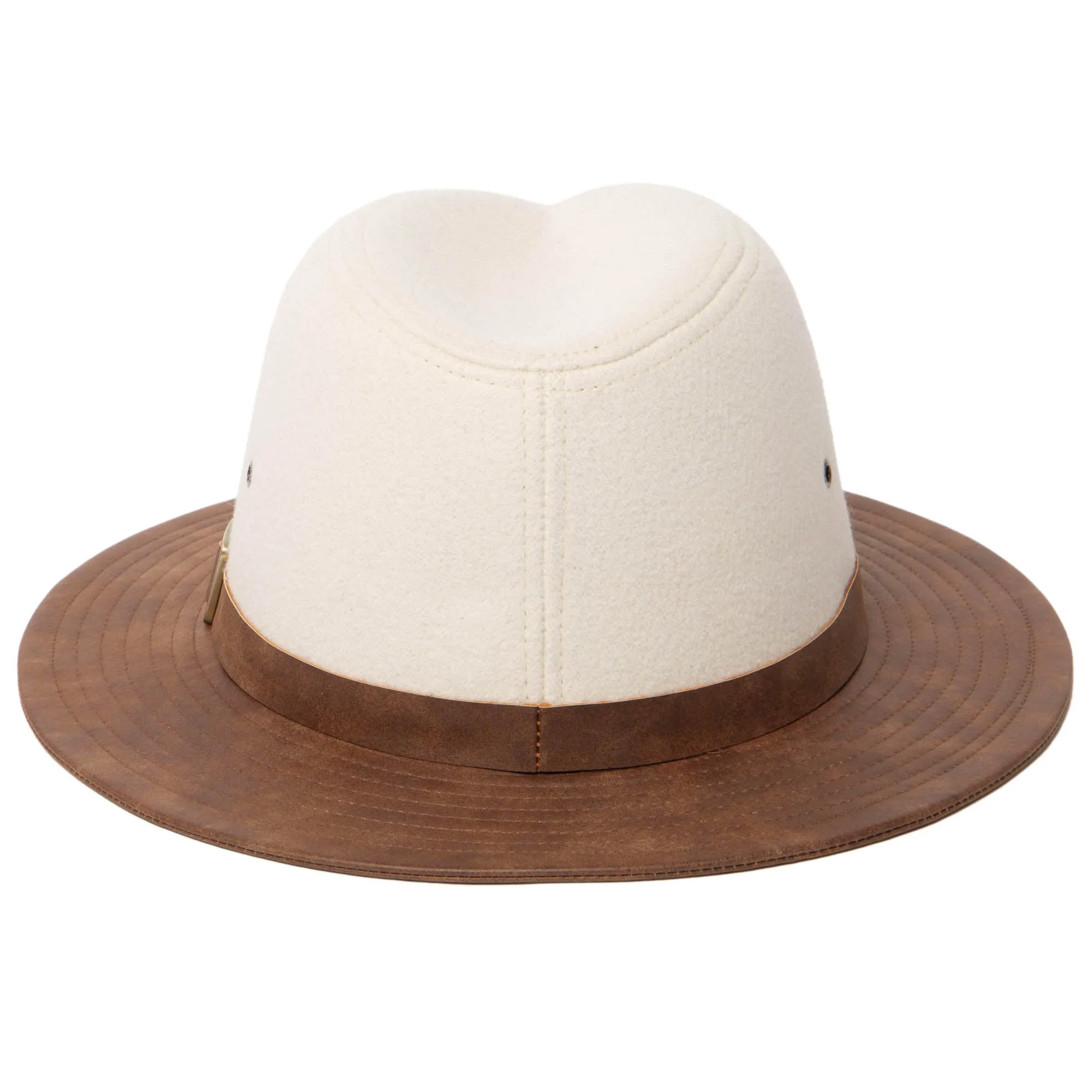 Men's Faux Felt Fedora with Matching Faux Leather Band