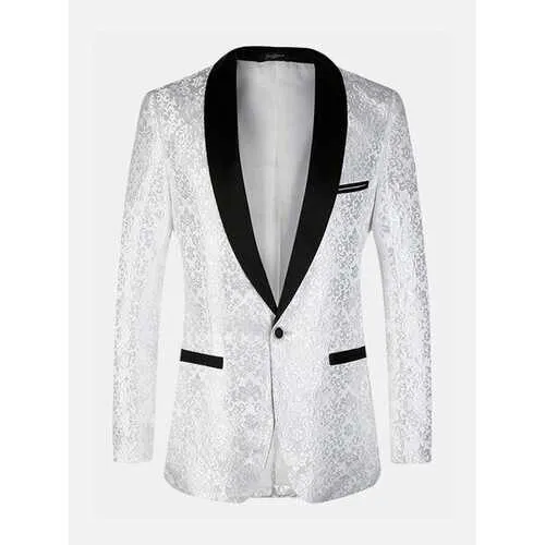 Mens Floral Printing Wedding Banquet Dress Suit