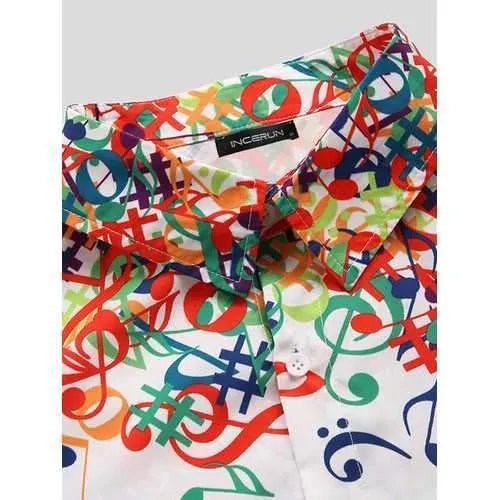 Mens Music Symbol Print Shirts