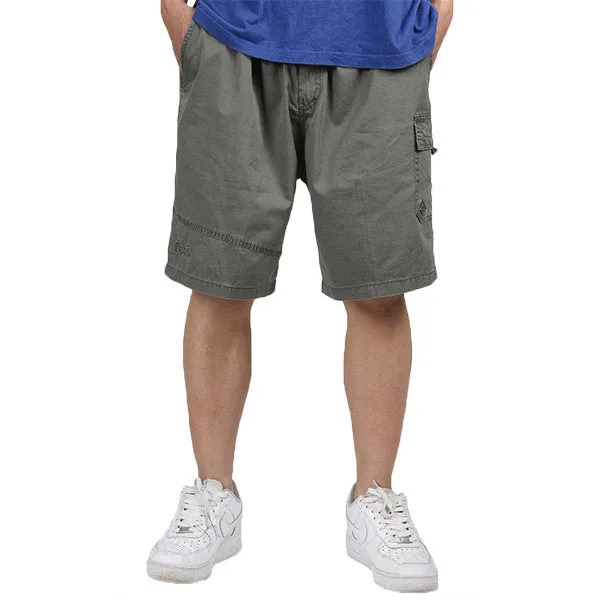 Mens Plus Size Multi-pocket Solid Color Loose Fit Casual Cotton Cargo Shorts