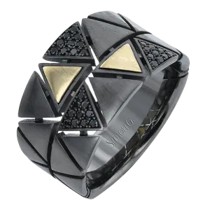 Men's Ruthenium Ring In 14k Gold With Diamonds