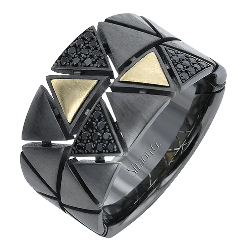 Men's Ruthenium Ring In 14k Gold With Diamonds