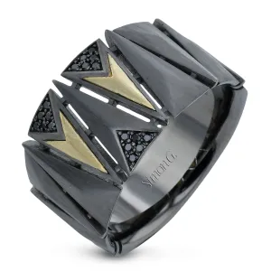 Men's Ruthenium Ring In 14k Gold With Diamonds