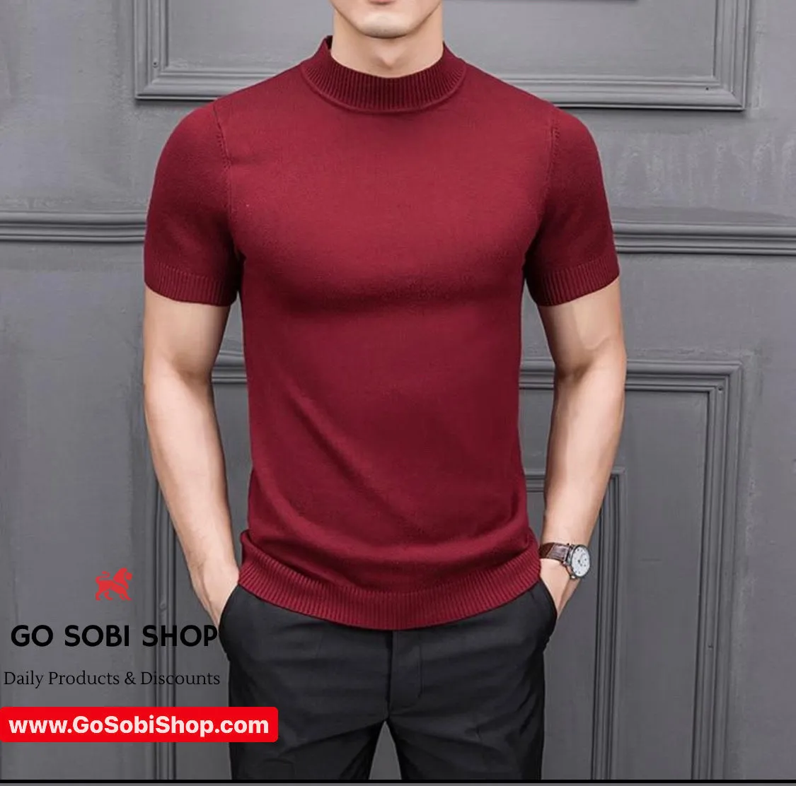 Men's short sleeve turtleneck t-shirt