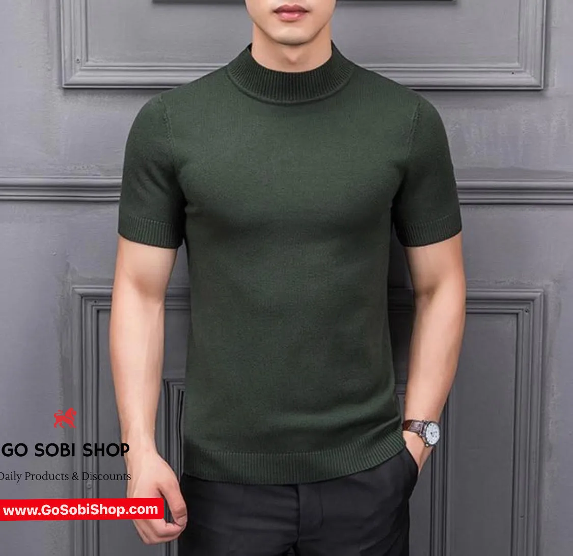 Men's short sleeve turtleneck t-shirt