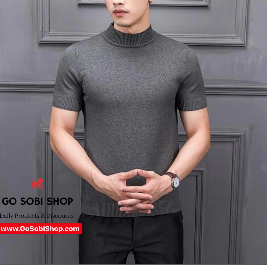 Men's short sleeve turtleneck t-shirt