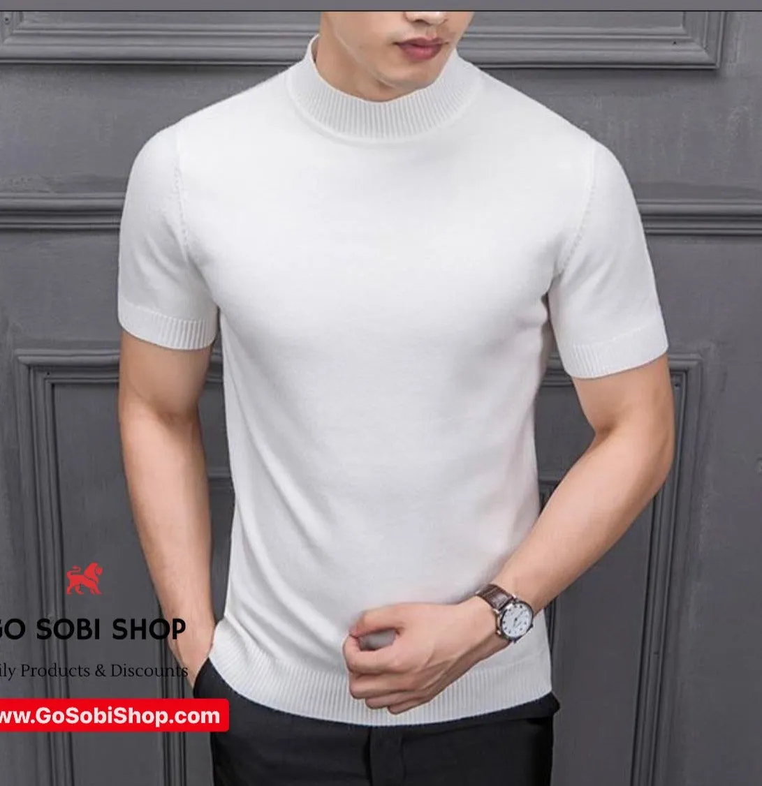 Men's short sleeve turtleneck t-shirt