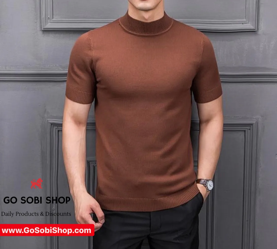 Men's short sleeve turtleneck t-shirt